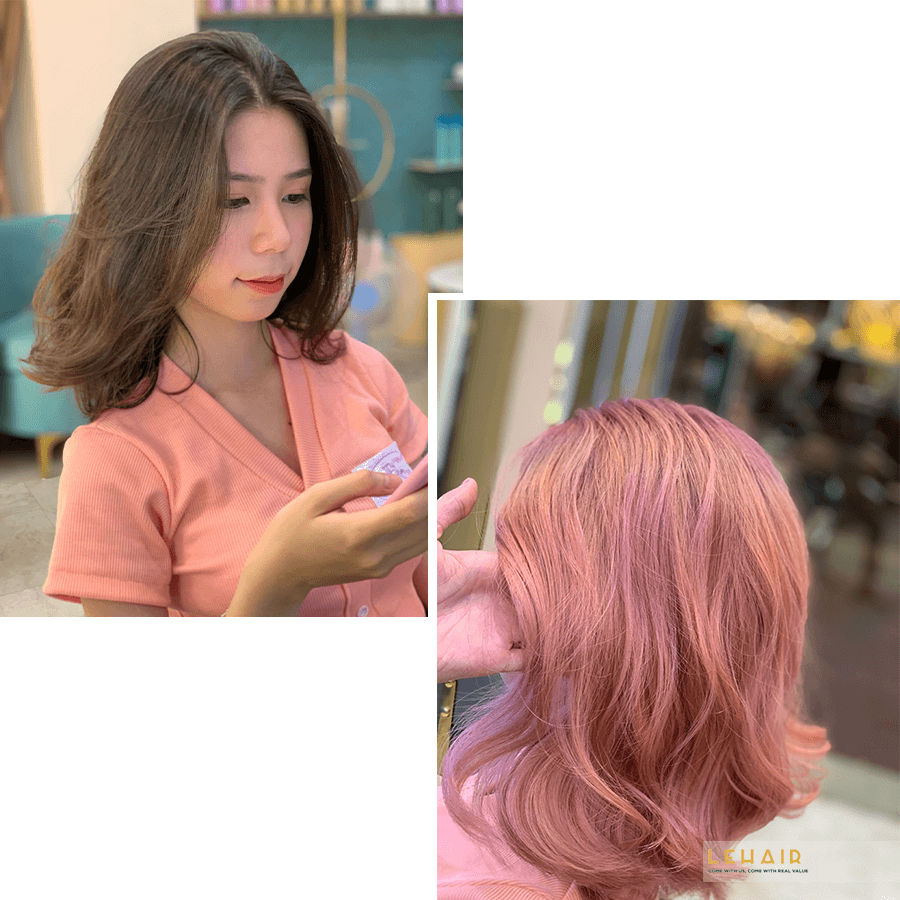 màu tóc hồng đào hot 2020