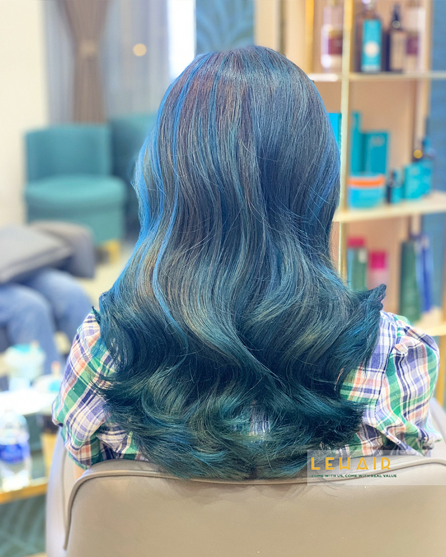 tóc nhuộm xanh dương khói đẹp 