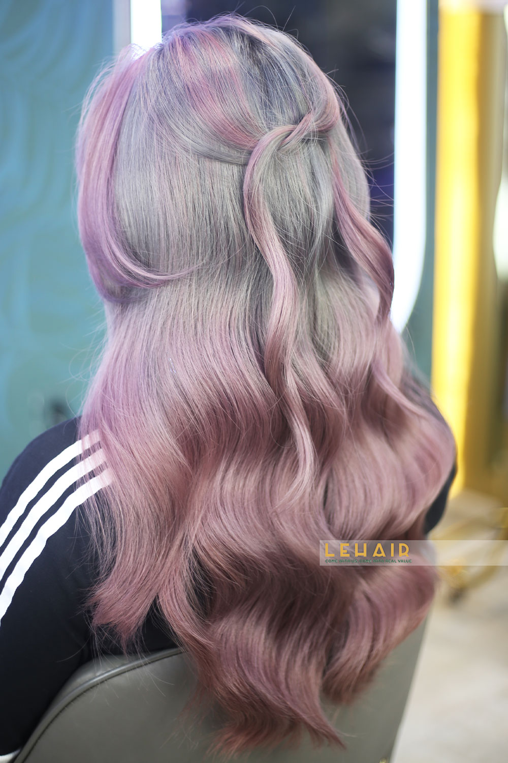 tóc nhuộm balayage pink pastel grey 