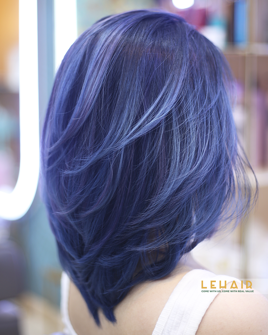 tóc nhuộm ombre kết hợp balayage xanh dương